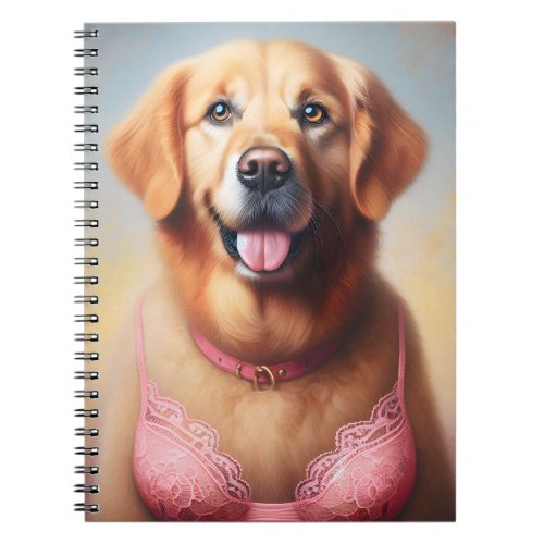 Golden Retriever Wearing a Pink Bra Notebook