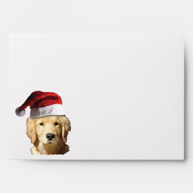 Golden Retriever wearing a Santa Claus Hat Envelope (Front)