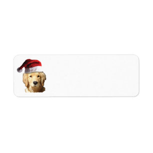 Golden Retriever wearing a Santa Claus Hat Label