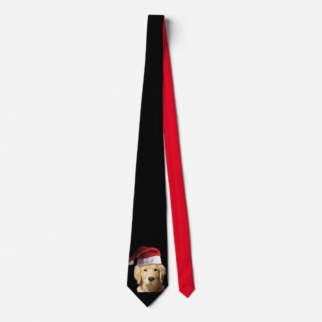 Golden Retriever wearing a Santa Claus Hat Neck Tie (Front)