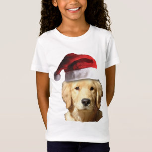 Golden Retriever wearing a Santa Claus Hat T-Shirt