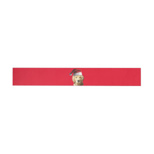 Golden Retriever wearing a Santa Claus Wrap Around Address Label