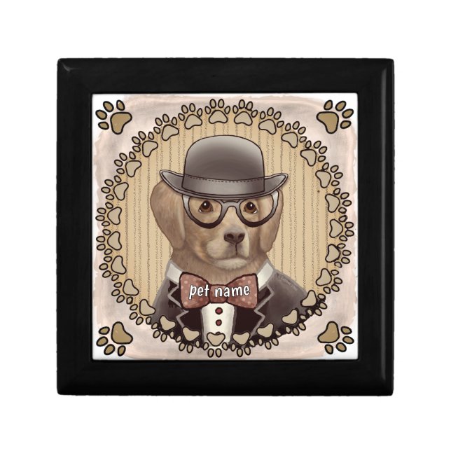 Golden Retriever wearing glasses gift box (Front)