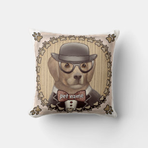 Golden Retriever wearing glasses Pillow