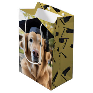 Golden Retriever Wearing Graduation Cap Medium Gift Bag