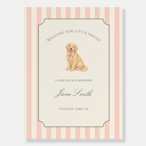 Golden Retriever Welcome Little Friend Baby Shower Foam Board