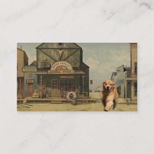 Customizable Golden Retriever Western Town Business Card