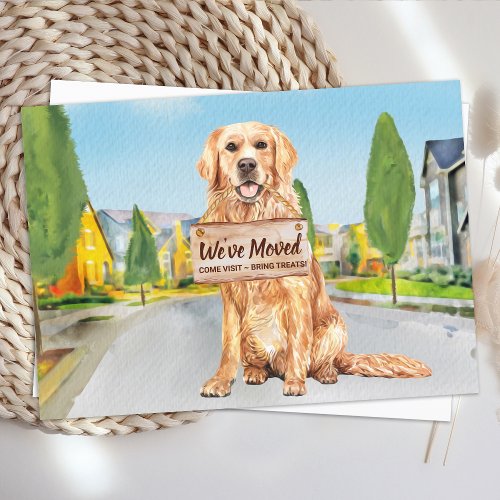 Golden Retriever Weve Moved Cute Dog Moving Announcement