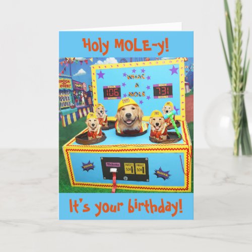 Golden Retriever Whac A Mole Birthday  Card