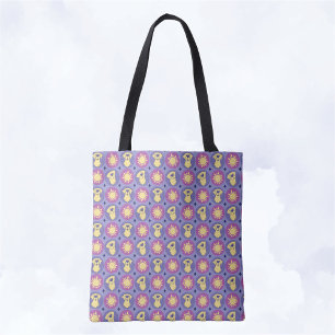 Golden Retriever Whimsical Sun Polka Dot Purple Tote Bag