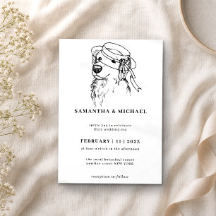 Golden Retriever White Clear bride hat Invitation