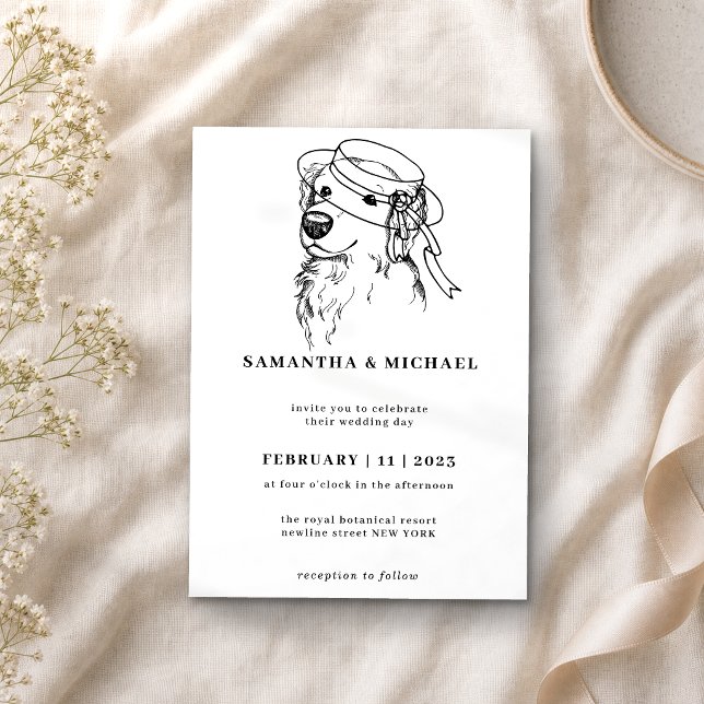 Golden Retriever White Clear bride hat Invitation (Creator Uploaded)