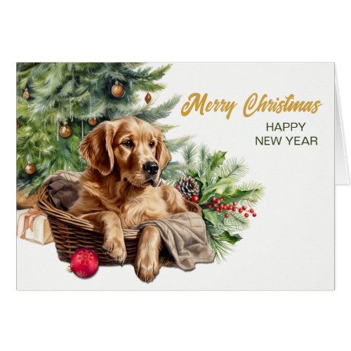 Golden Retriever Wicker Basket Christmas Tree