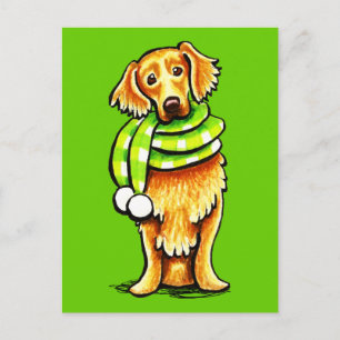 Golden Retriever Winter Scarf Postcard