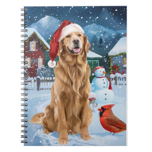 Golden Retriever Winter Wonderland Christmas Joy Notebook