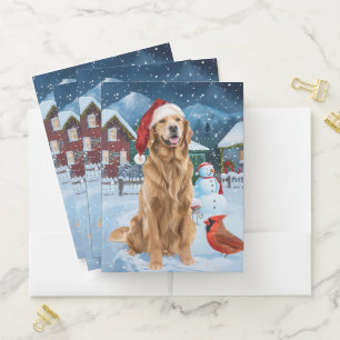 Golden Retriever Winter Wonderland Christmas Joy Pocket Folder