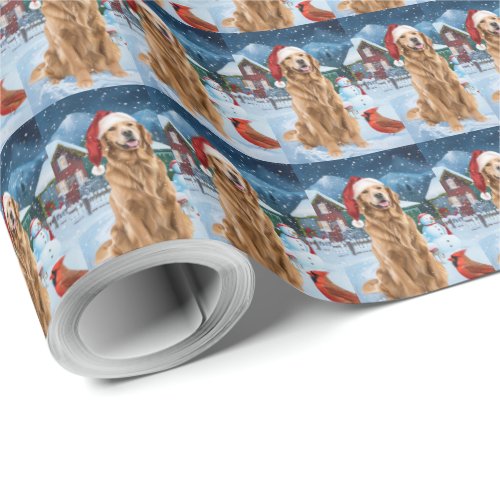 Golden Retriever Winter Wonderland Christmas Joy Wrapping Paper