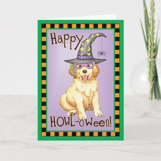 Golden Retriever Witch Card (Front)