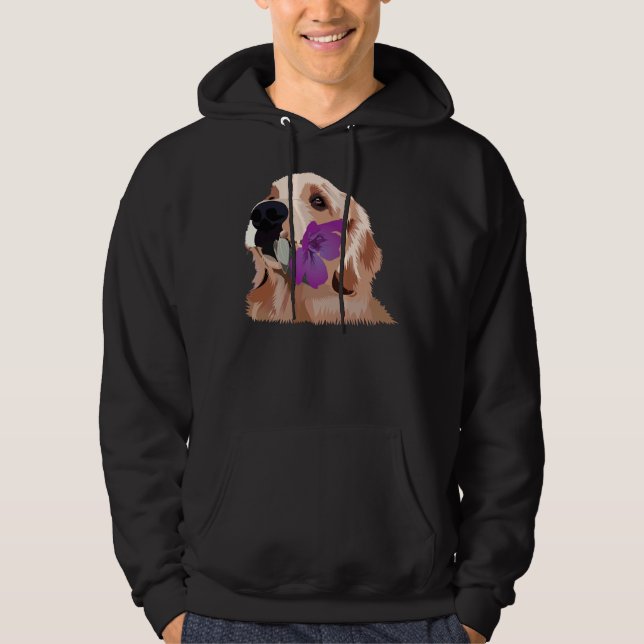 Golden Retriever With A Purple Flower Hoodie (Front)