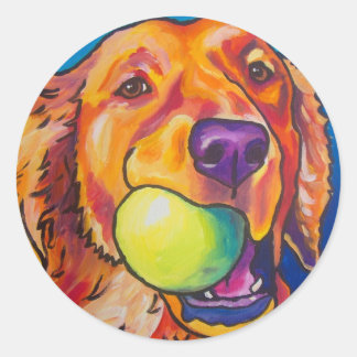 Golden Retriever with ball Classic Round Sticker