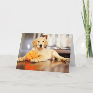 Golden Retriever With Basketball Toy Card