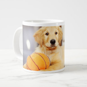 Golden Retriever With Basketball Toy Giant Coffee Mug