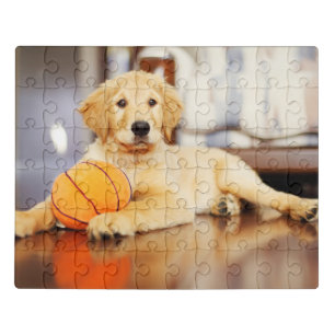 Golden Retriever With Basketball Toy Jigsaw Puzzle