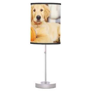Golden Retriever With Basketball Toy Table Lamp