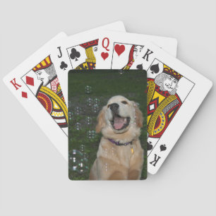 Golden Retriever with Bubbles Poker Cards
