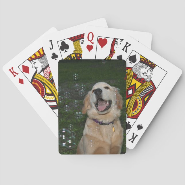 Golden Retriever with Bubbles Poker Cards (Back)