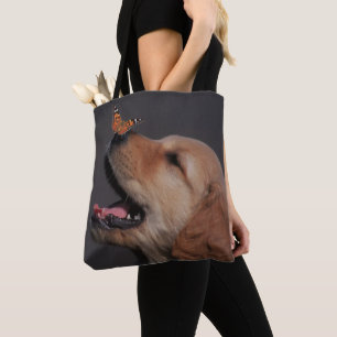 Golden Retriever With Butterfly On His Nose Tote Bag