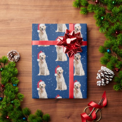 Golden Retriever with Christmas Hat Wrapping Paper