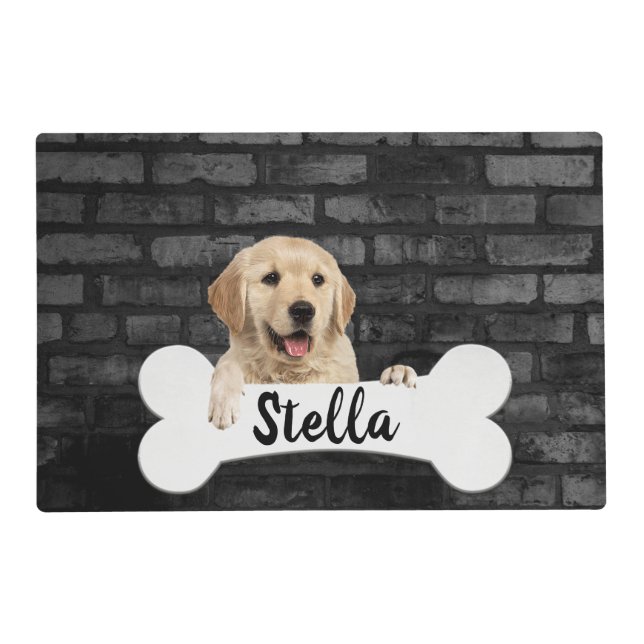 Golden retriever With Dog Bone Placemat (Front)