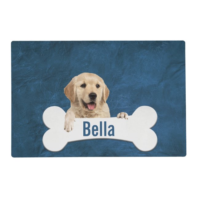 Golden retriever With Dog Bone Placemat (Front)