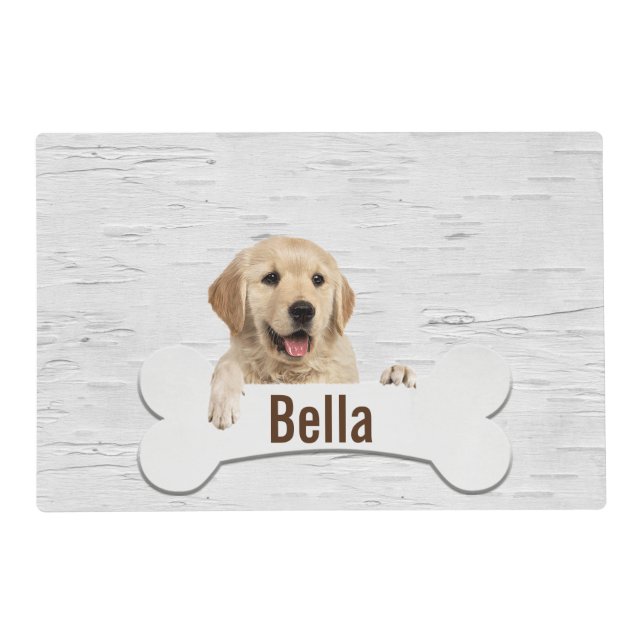 Golden retriever With Dog Bone Placemat (Front)