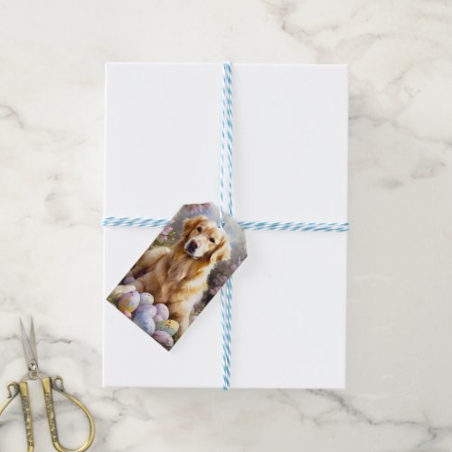 Golden Retriever with Easter Eggs Gift Tags