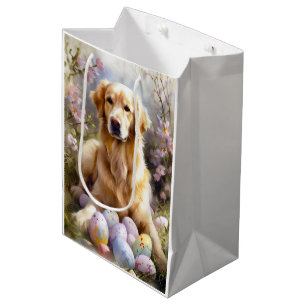 Golden Retriever with Easter Eggs Medium Gift Bag
