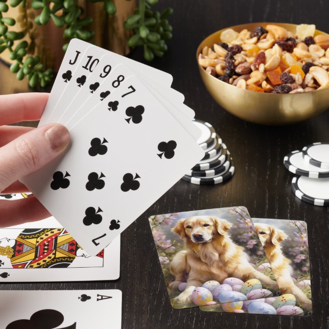 Golden Retriever with Easter Eggs Poker Cards (In Situ)