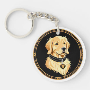 Golden Retriever with Elegant Collar Keychain
