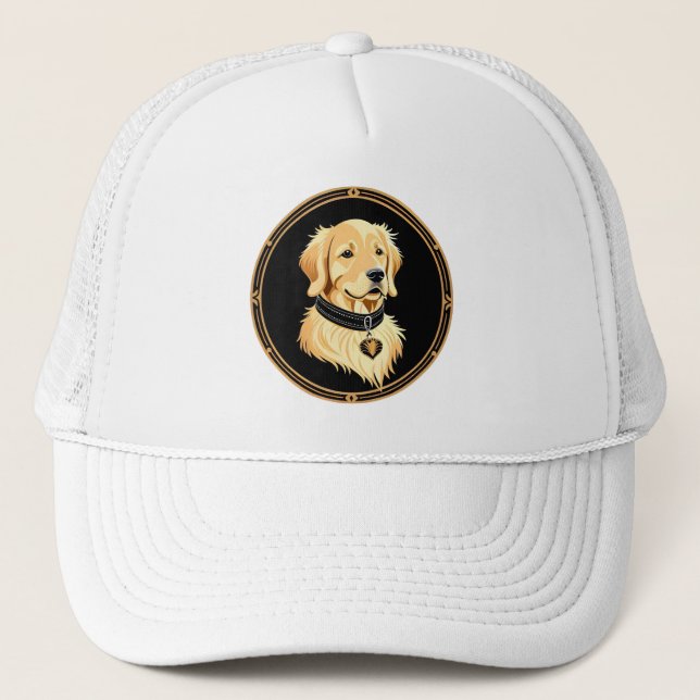 Golden Retriever with Elegant Collar Trucker Hat (Front)