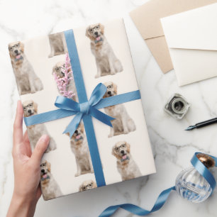 Golden Retriever with Eyeglasses Wrapping Paper