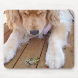 Golden Retriever With Frog Mouse Pad