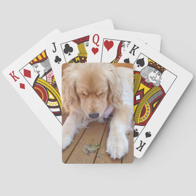 Golden retriever with frog poker cards (Back)