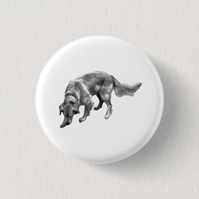 Golden Retriever with Fun Expression Button (Front)