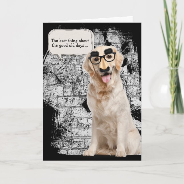 Golden Retriever with funny mask birthday Card (Front)