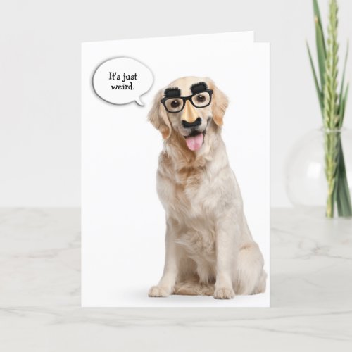 Golden Retriever with funny mask birthday Card