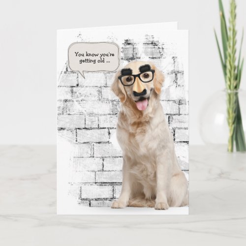 Golden Retriever with funny mask birthday Card