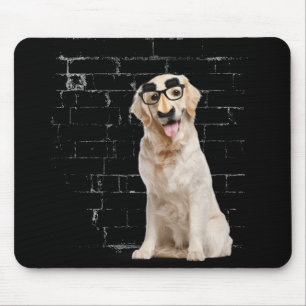 Golden Retriever with funny mask Mouse Pad