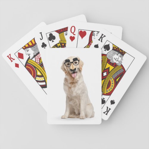 Golden Retriever with Funny Mask Playing Cards
