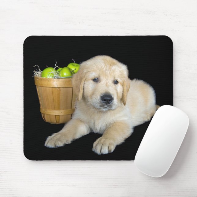 Golden Retriever with Green Apples  Mouse Pad (With Mouse)